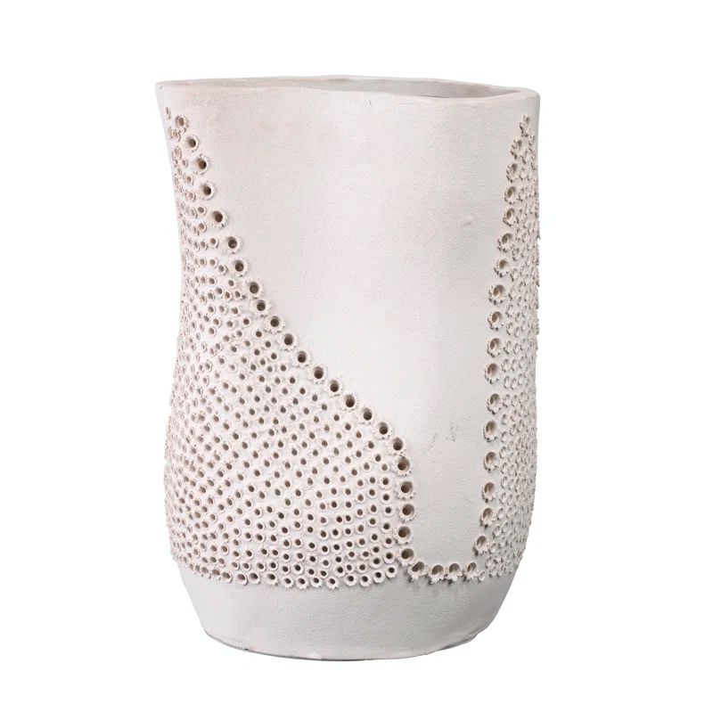 Handcrafted Off-White Porcelain Decorative Table Vase