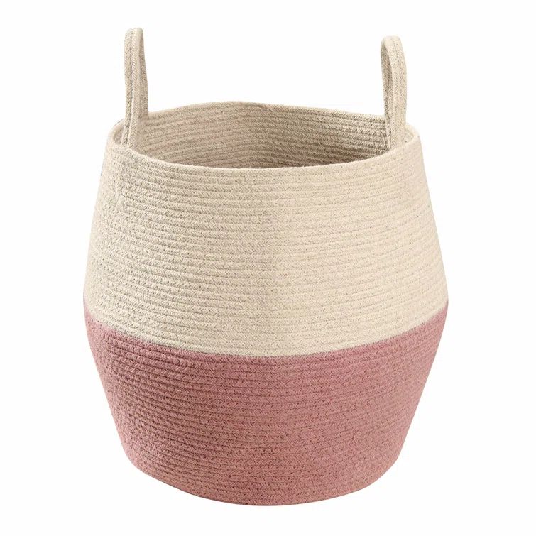 Round Light-Brown Wood Storage Basket