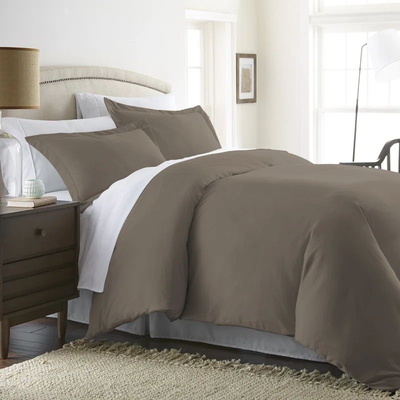 Taupe Ultra Soft Microfiber Twin Duvet Cover Set