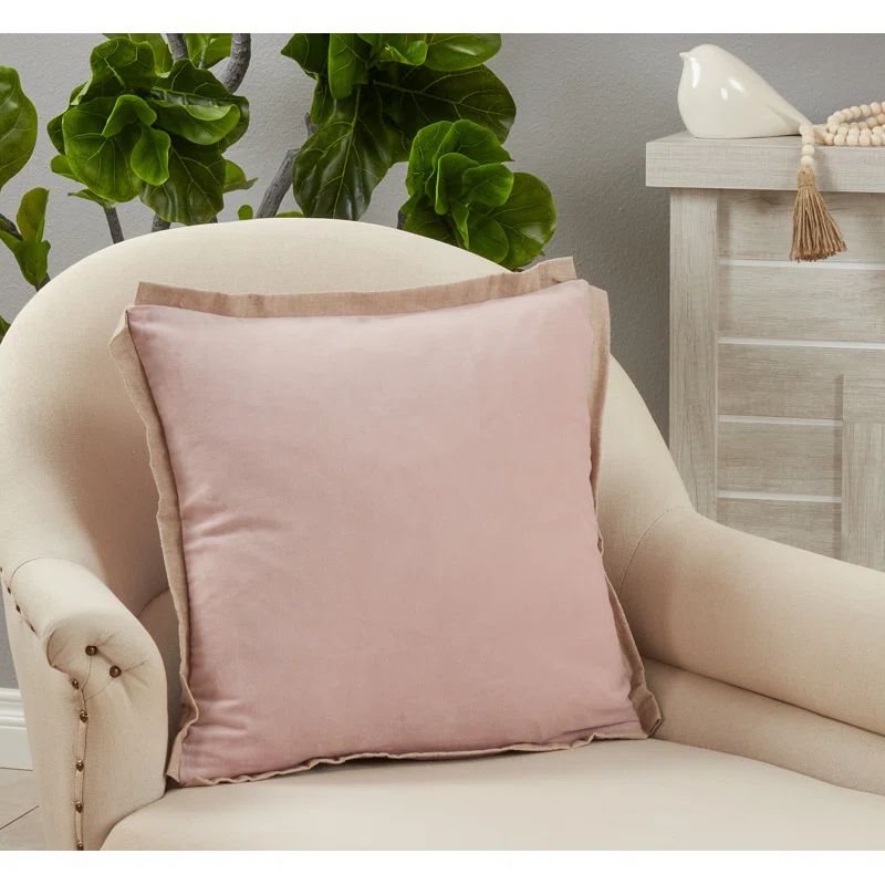 Blush Velvet Flange Square Cotton Pillow Cover