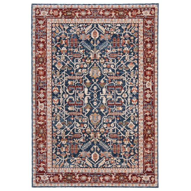 Hand-knotted Navy and Red Synthetic 9' x 12' Oriental Rug