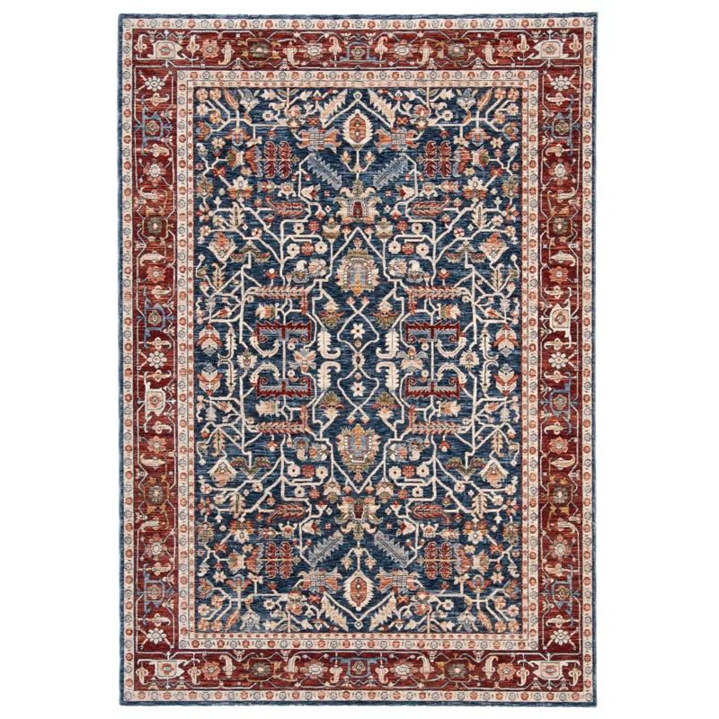 Hand-knotted Navy and Red Synthetic 9' x 12' Oriental Rug