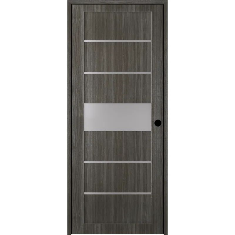 Siah 28" x 80" Gray Oak Composite Interior Door with Frosted Glass