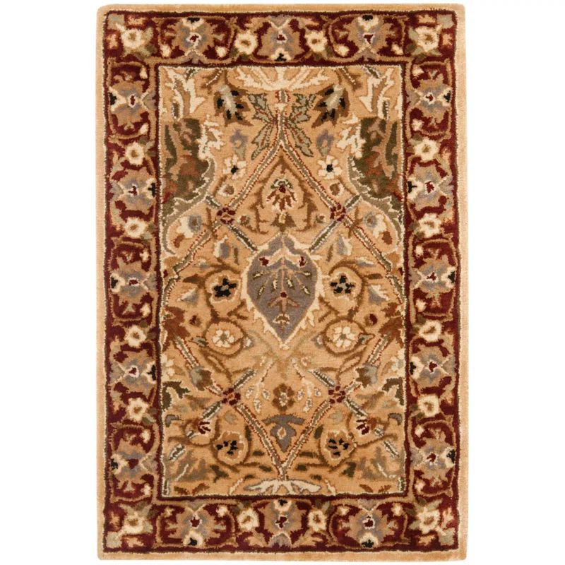 Ivory and Rust Hand-Tufted Wool 3' x 5' Area Rug