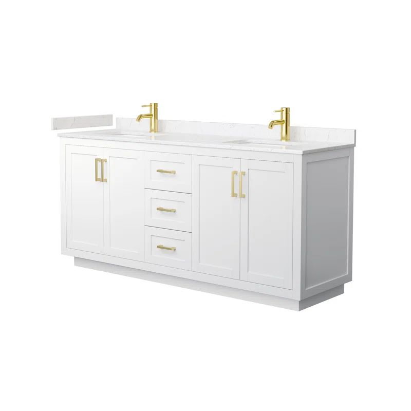 Miranda 72" White Double Vanity with Carrara Marble Top