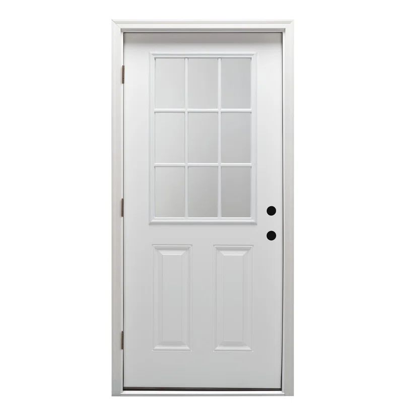 White Fiberglass 80'' Front Entry Door with Clear Glass Panels