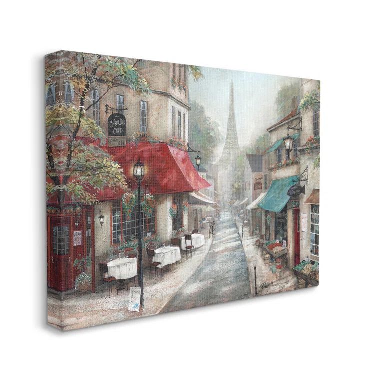 Parisian City Streets Countryside Bistro Architecture Canvas Wall Art