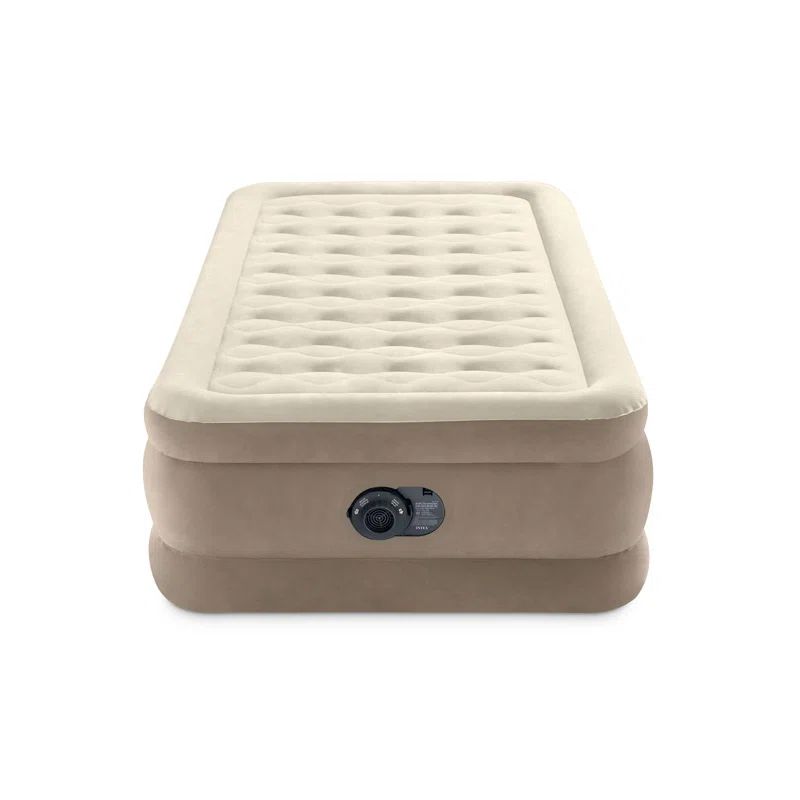 Twin Off-White Raised Air Mattress with Built-In Pump