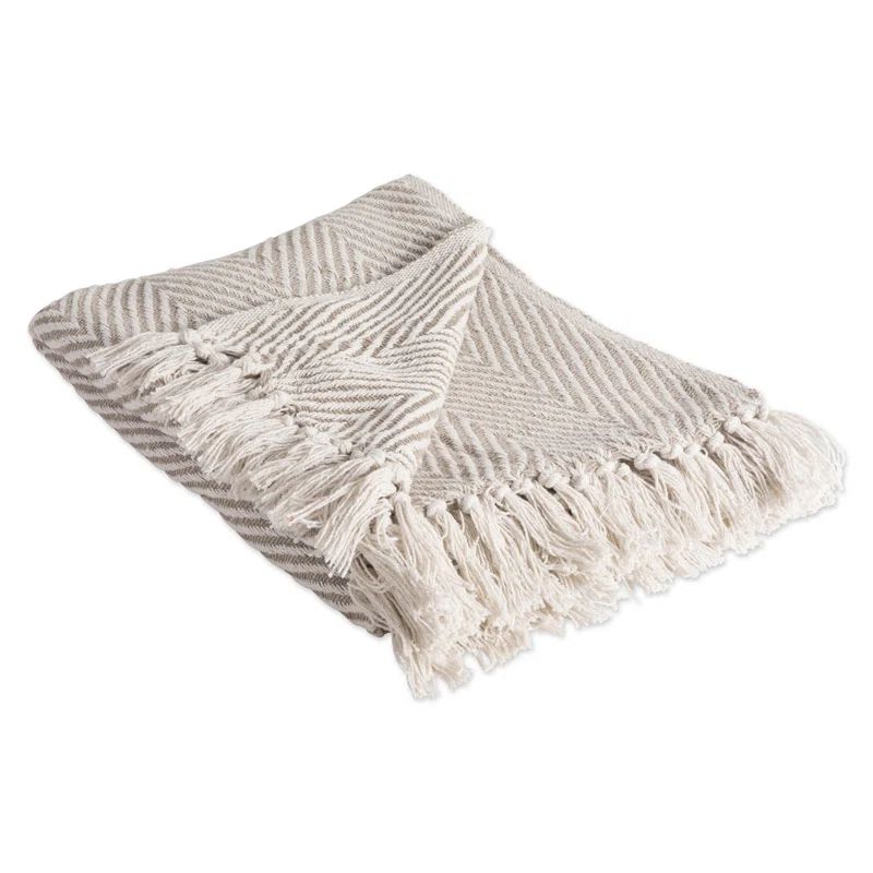 Reversible Stone Urban Chevron Fleece & Cotton Throw Blanket