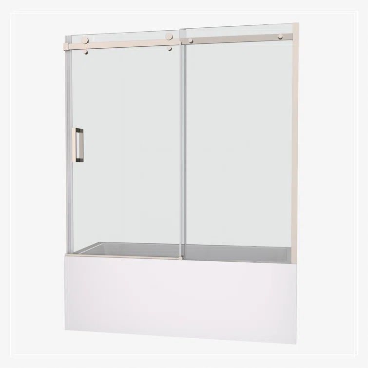 Chrome 58" x 56" Tempered Glass Sliding Shower Door