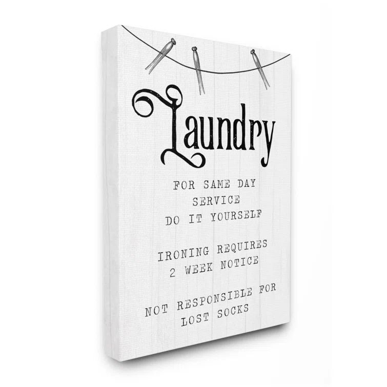 White Canvas Laundry Room Quote Art for Kids Nursery