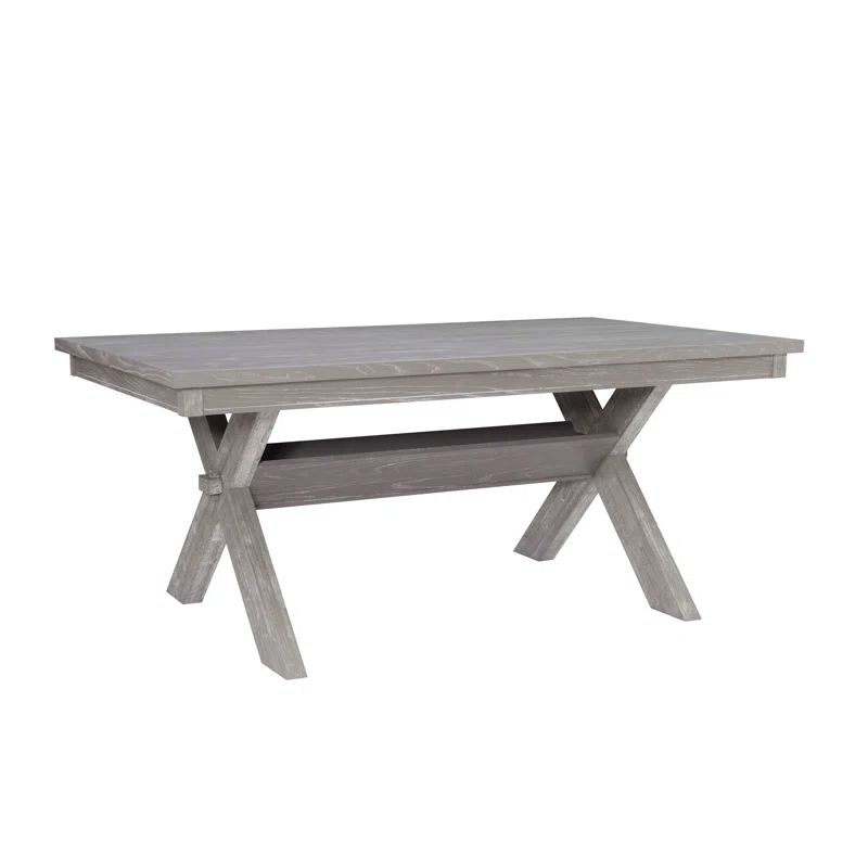 Farmhouse Oak 72" Rectangular Dining Table with Storage Shelf