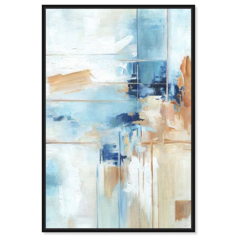 Black Framed Blue Abstract Canvas Wall Art, 16" x 11"