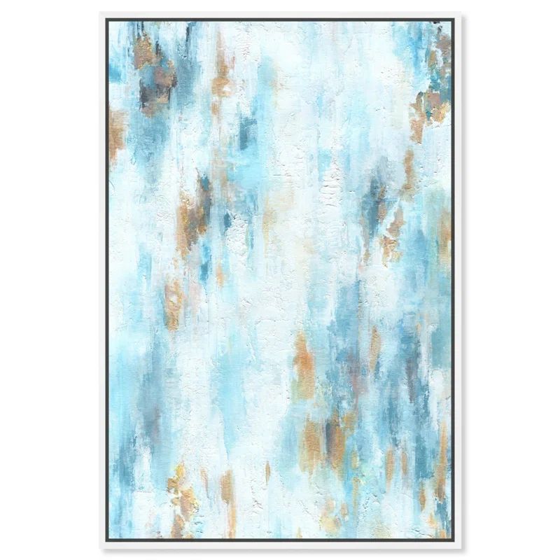 Blue and White Abstract Canvas Print with Wooden Frame, 16" x 11"