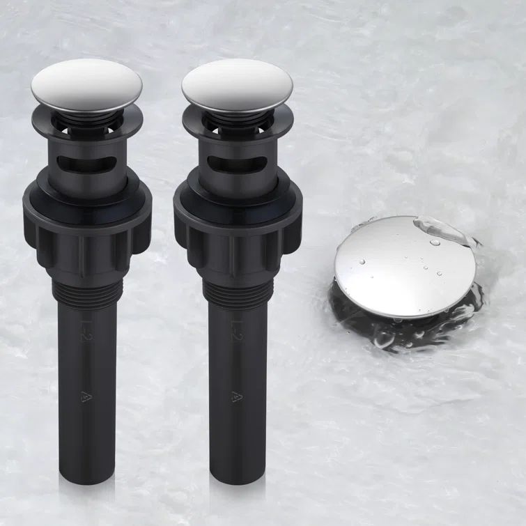 Polished Chrome Pop-Up Bathroom Sink Drain with Overflow, 2-Pack