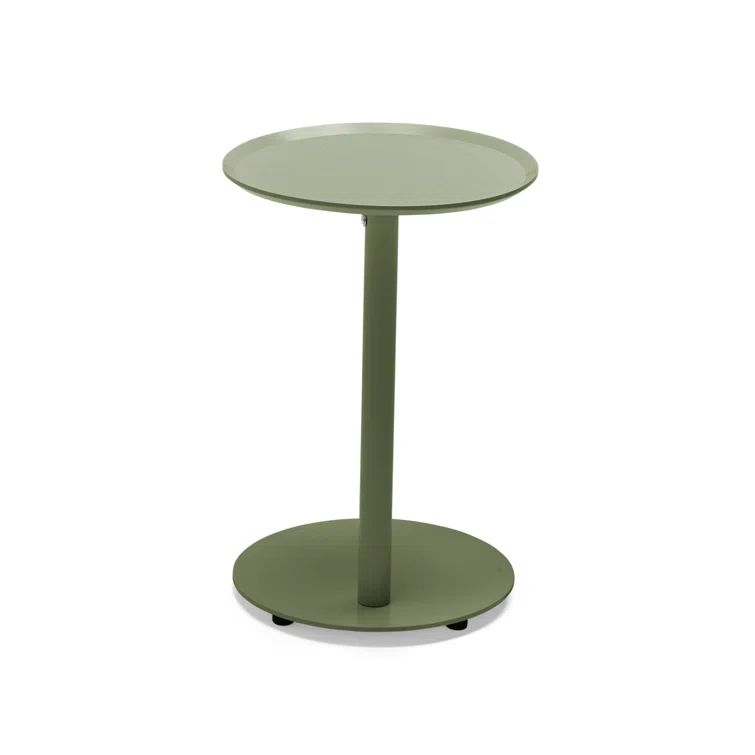 Olive Green Aluminum Outdoor Circular Side Table