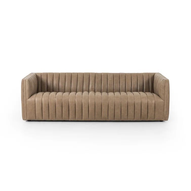 Palermo Drift Tufted Leather Sofa with Wood Frame
