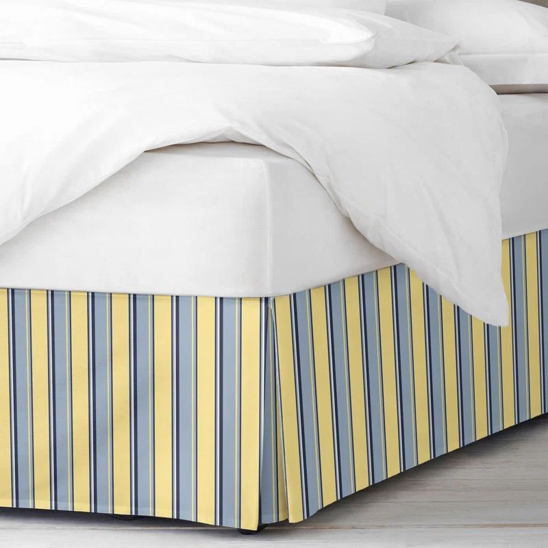 Butter Yellow Cotton Twin Bed Skirt with Split Corners