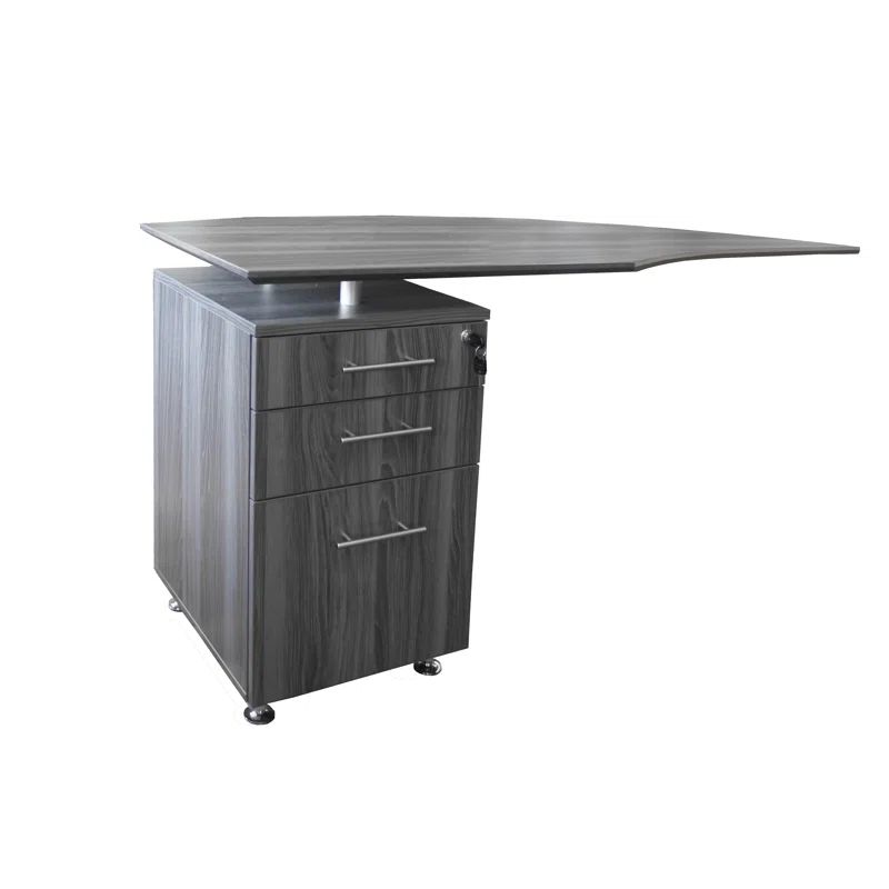 Gray Steel Left Desk Return with Storage Drawers