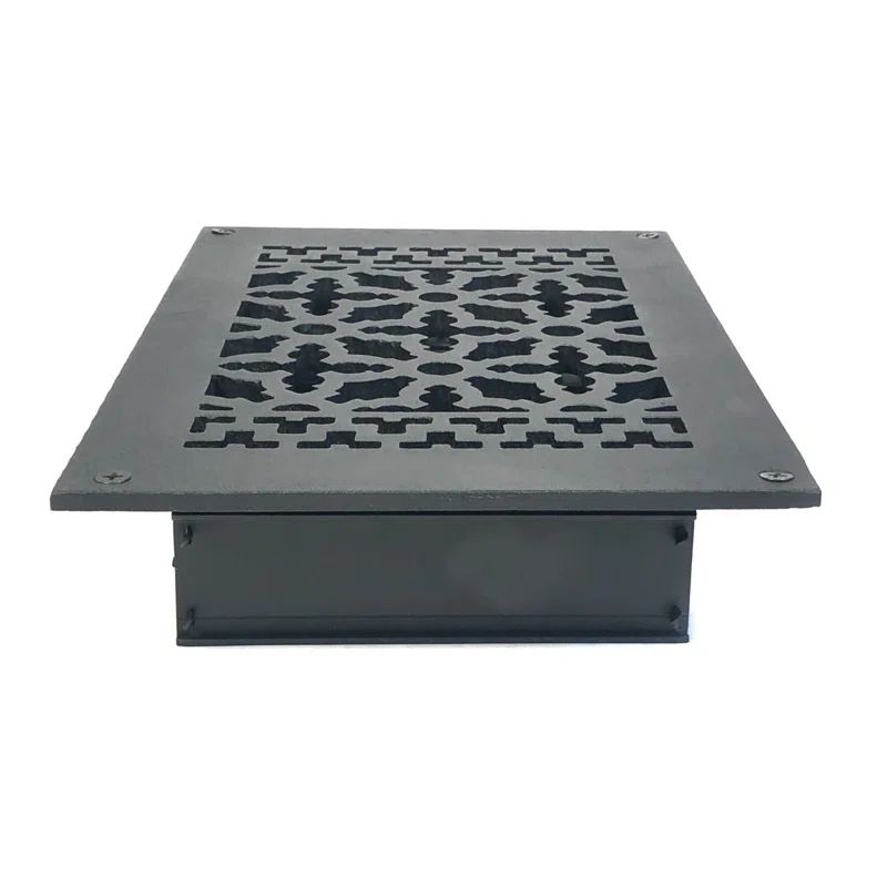 Black Cast Iron Decorative Rectangular Air Register with Louvers