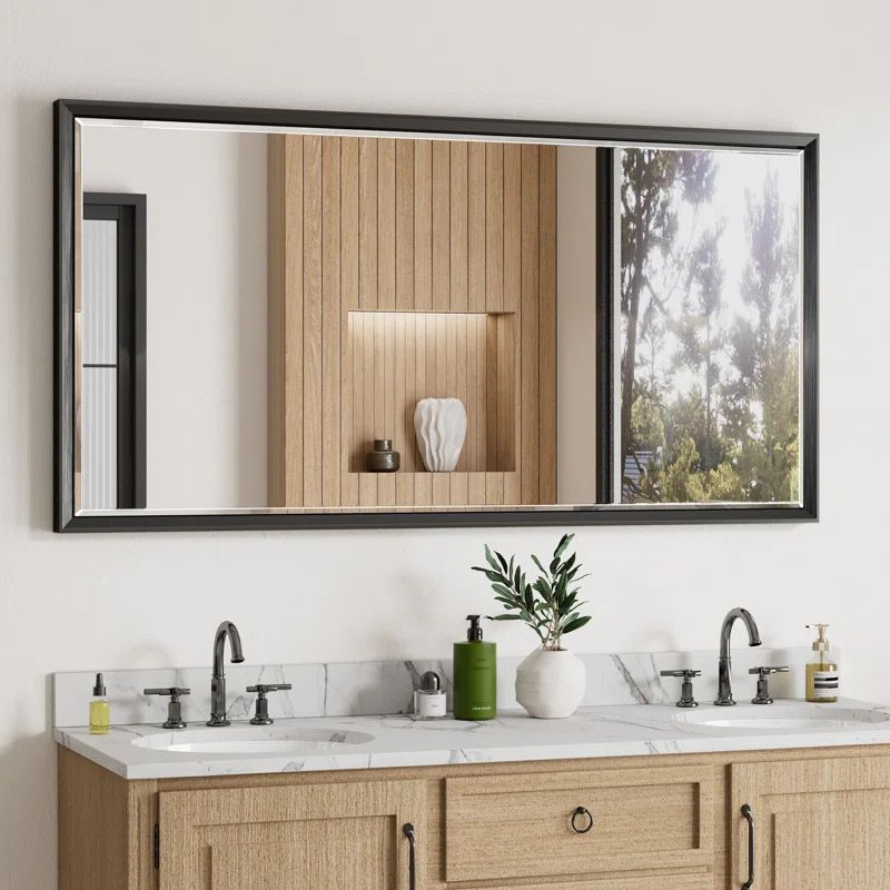 48 x 24 Black Beveled Frameless Vanity Mirror