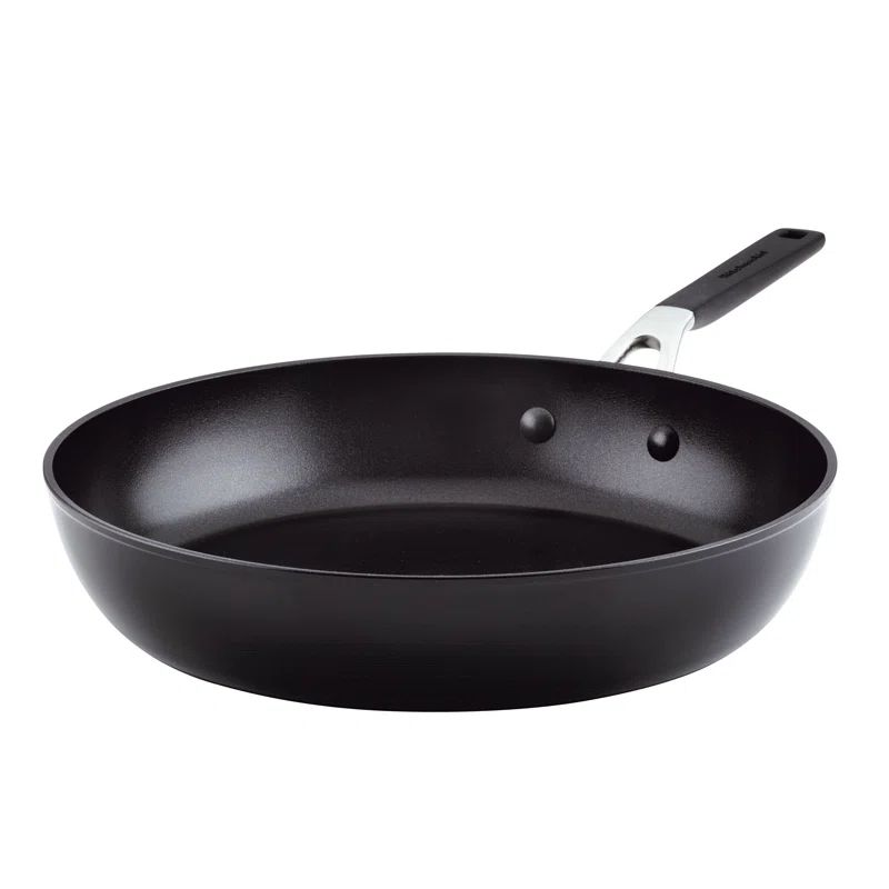 12.25" Black Aluminum Nonstick Frying Pan with Silicone Handle