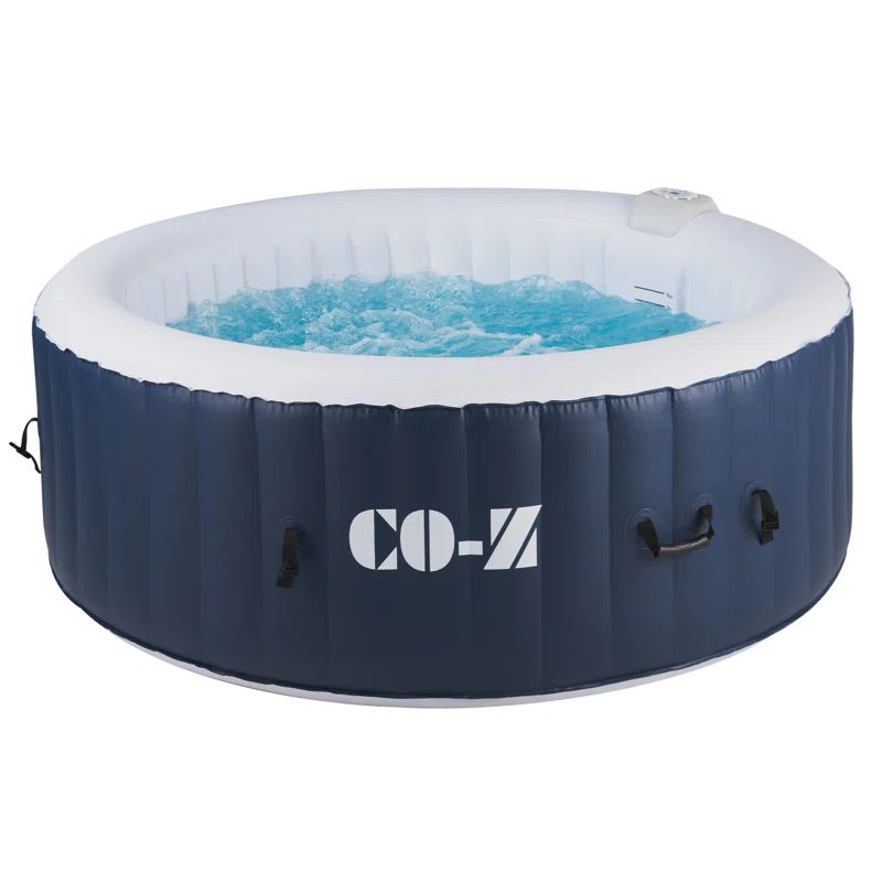 Blue Vinyl Round Inflatable Hot Tub with 120 Jets, 72"