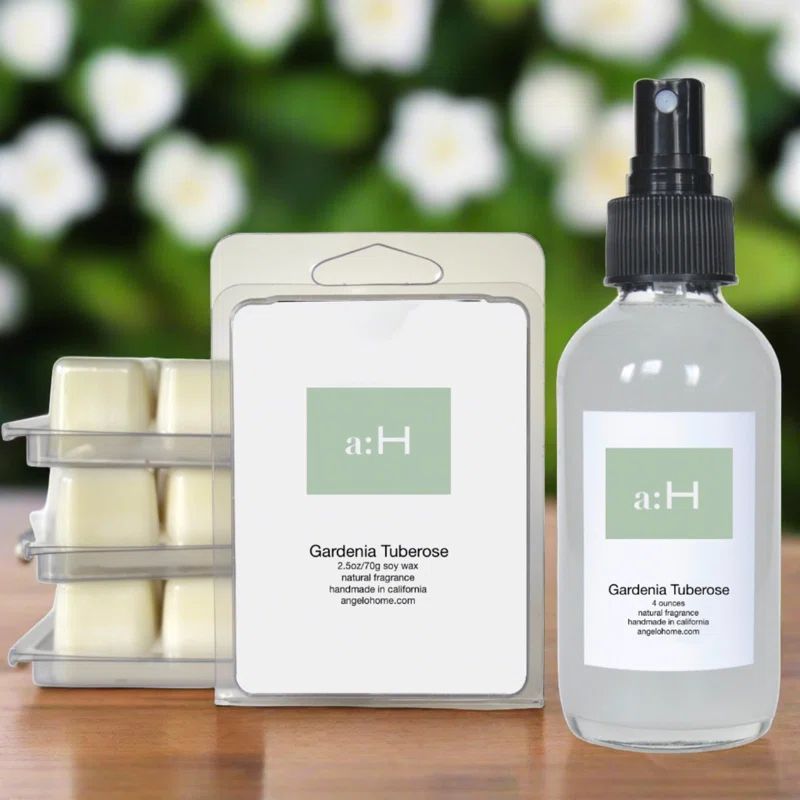 Handcrafted Gardenia Tuberose Scented Candle and Wax Melts Set