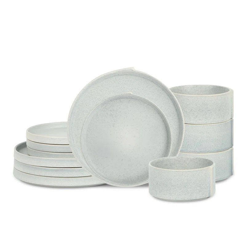 Bao 12-Piece Blue-Grey Ceramic Dinnerware Set for 4