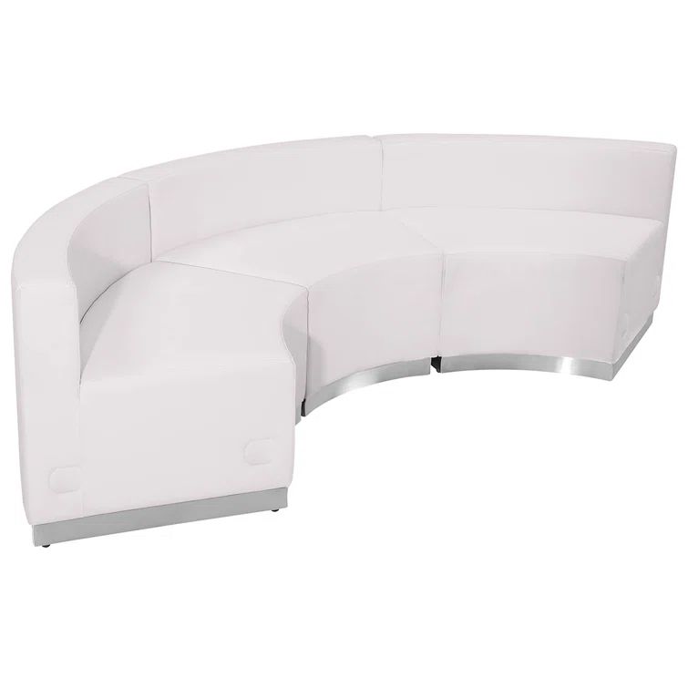 White Faux Leather 3-Piece Reception Seating Set with Wood Frame