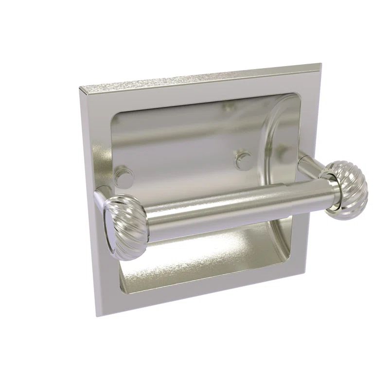Satin Nickel Recessed Toilet Paper Holder with Twisted Accents