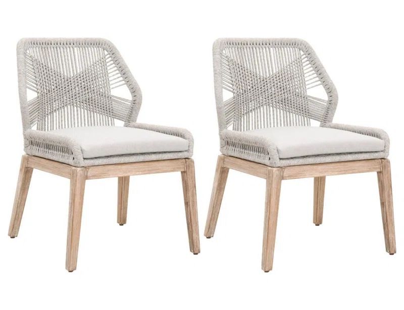 Coastal Elegance Brown Wood & Metal Cross Back Side Chair