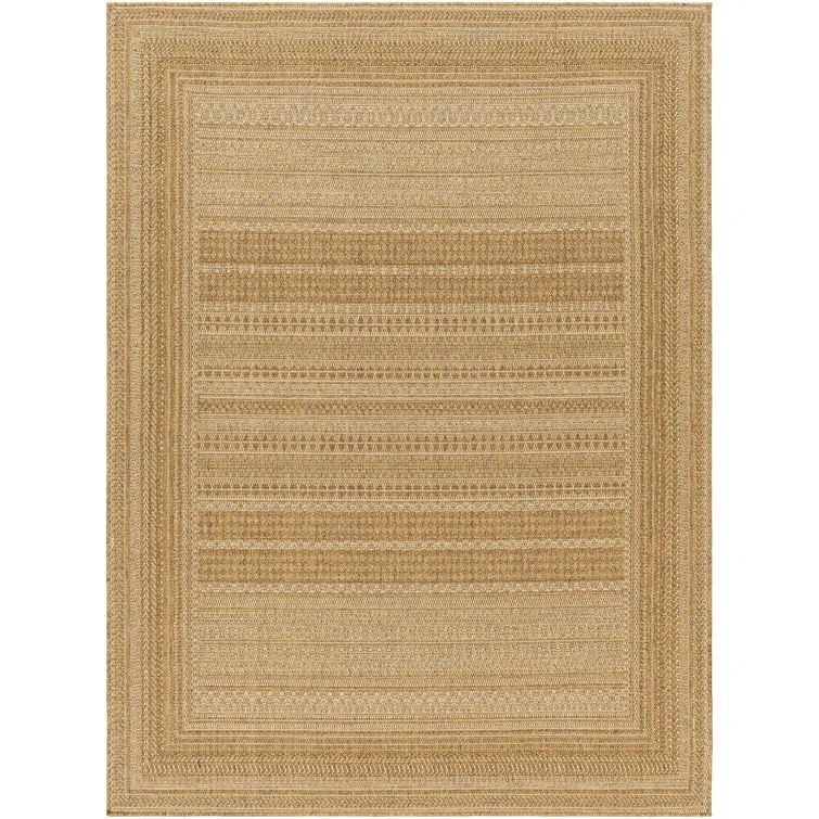 Fannie Beige and Brown Rectangular Synthetic Area Rug