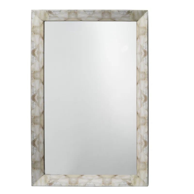 Lacquered Rectangular Wood Frame Wall Mirror