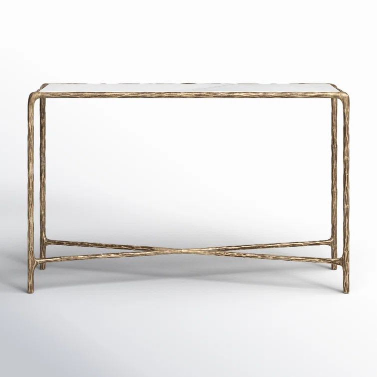 Evelynn Aristocratic Airy Glamour 48'' Brass & White Marble Console Table