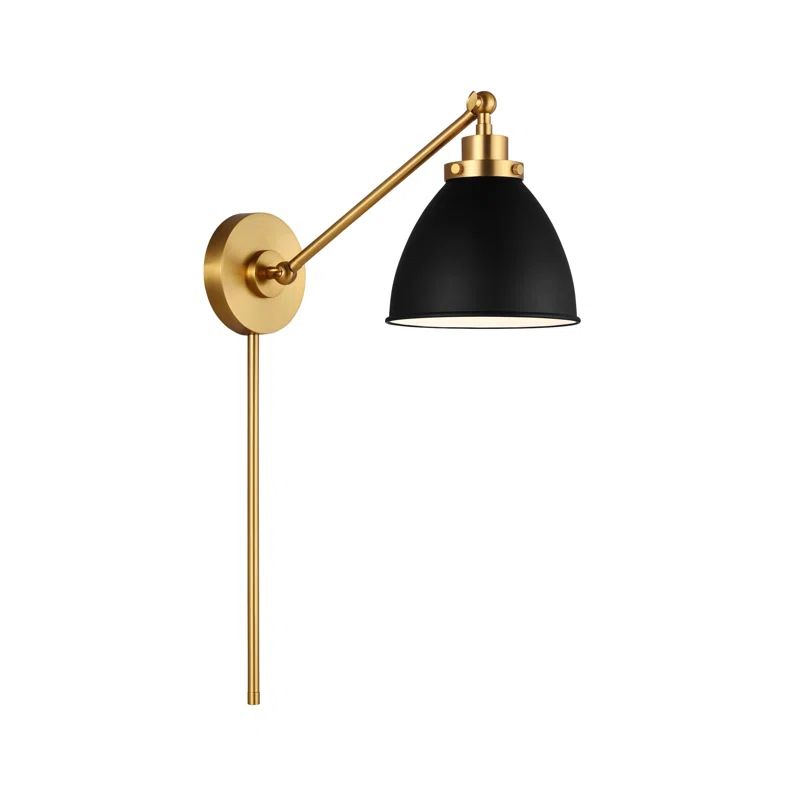 Midnight Black and Burnished Brass Dimmable Plug-In Sconce