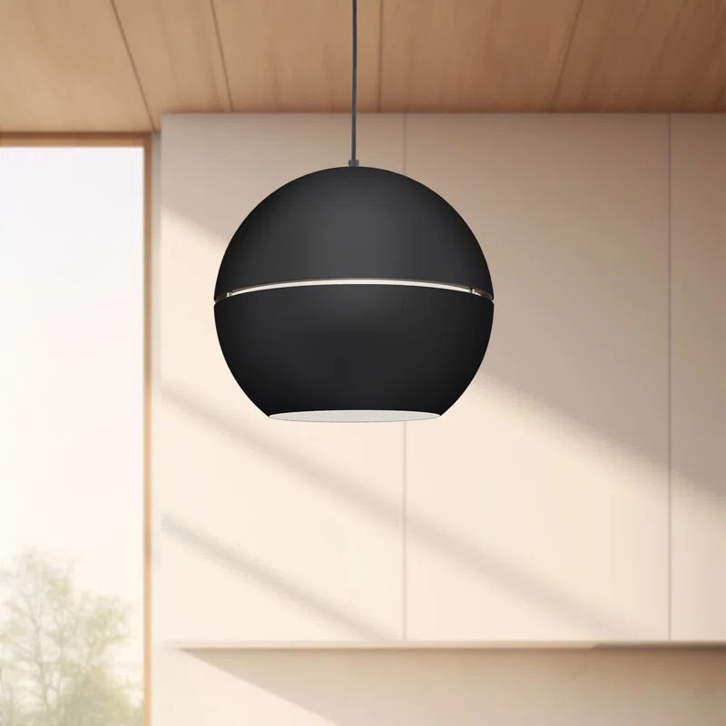 Lucas Split Sphere 14.5" Black Aluminum Pendant Light