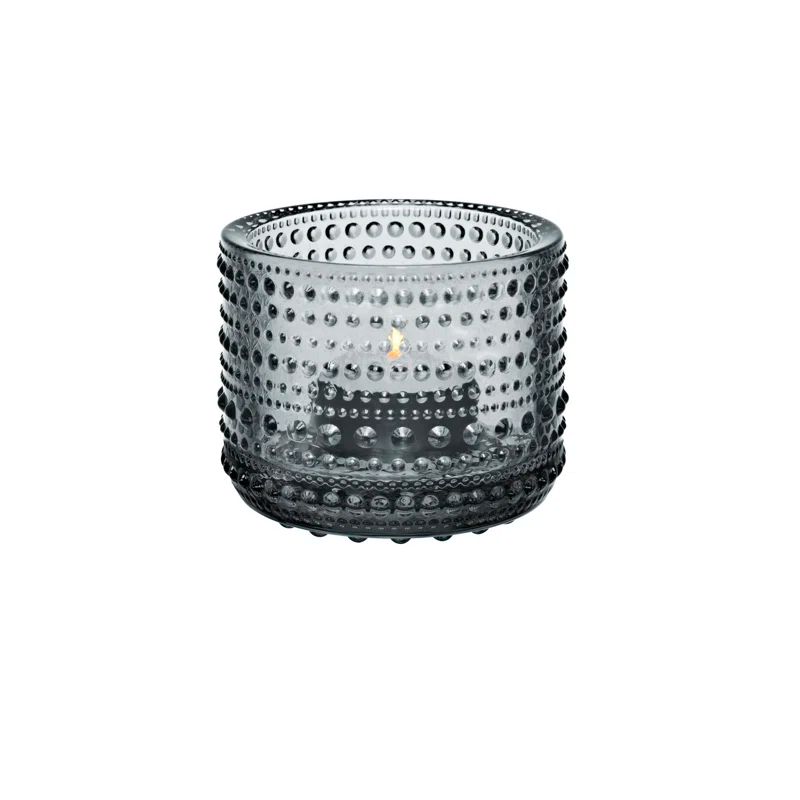 Kastehelmi Gray Glass Tealight Candle Holder