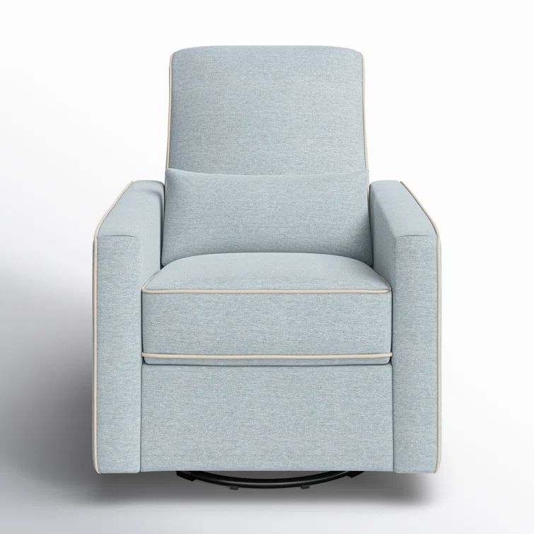 Heathered Blue Swivel Recliner with Cream Piping
