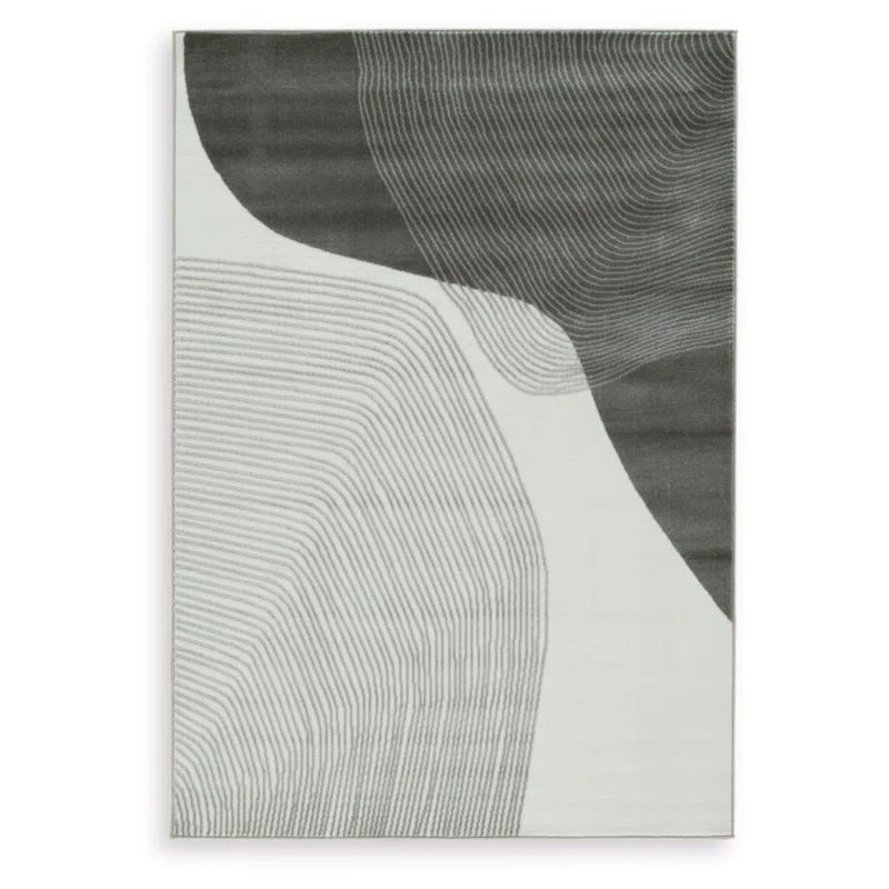 Gray and Ivory Abstract 8' x 10' Reversible Rug