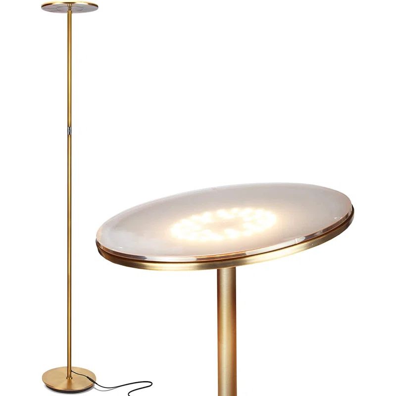 Brightech Sky Flux Modern Brass LED Floor Lamp with 3-Way Touch Dimmer