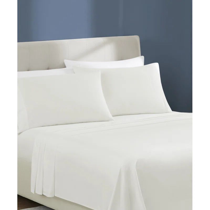 Essential White Cotton Twin XL Percale Sheet Set