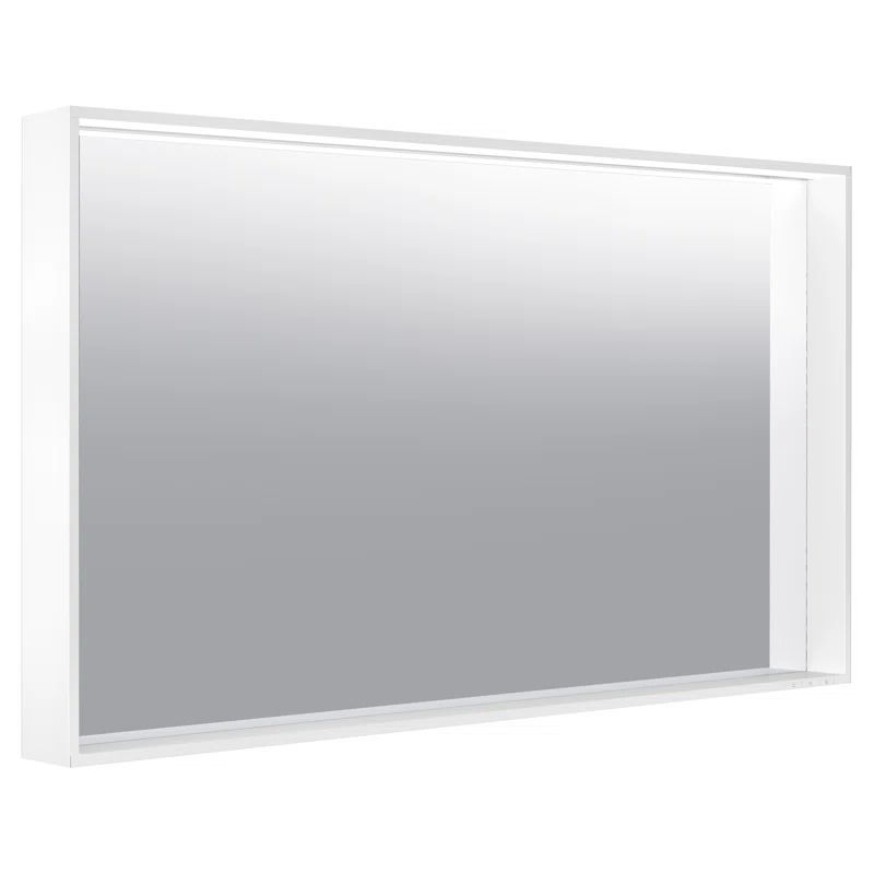 Contemporary 47'' x 28'' Rectangular Lighted Silver Aluminum Mirror
