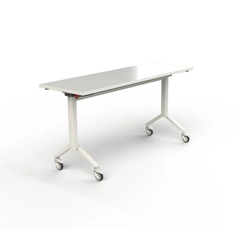 White Matte 6' Rolling Training Table with White Edge