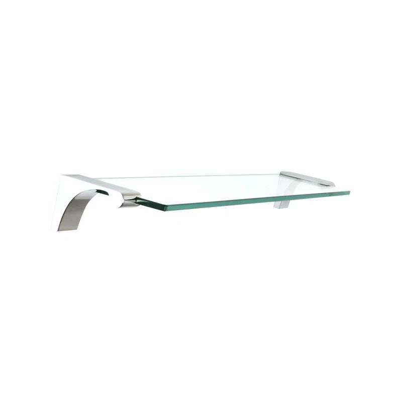 Luna 24" Unlacquered Brass and Wood Bracket Shelf