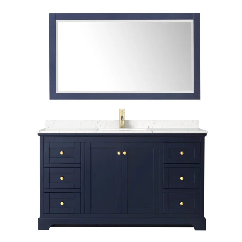Avery 60'' Dark Blue Marble Top Single Vanity