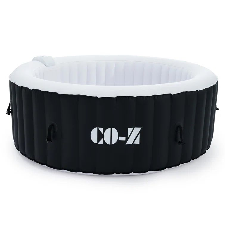 CO-Z Round Black and White Inflatable 4-Person Hot Tub