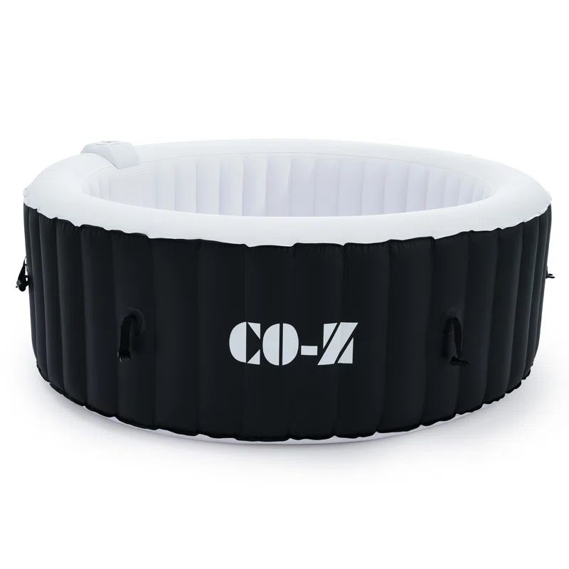CO-Z Round Black and White Inflatable 4-Person Hot Tub