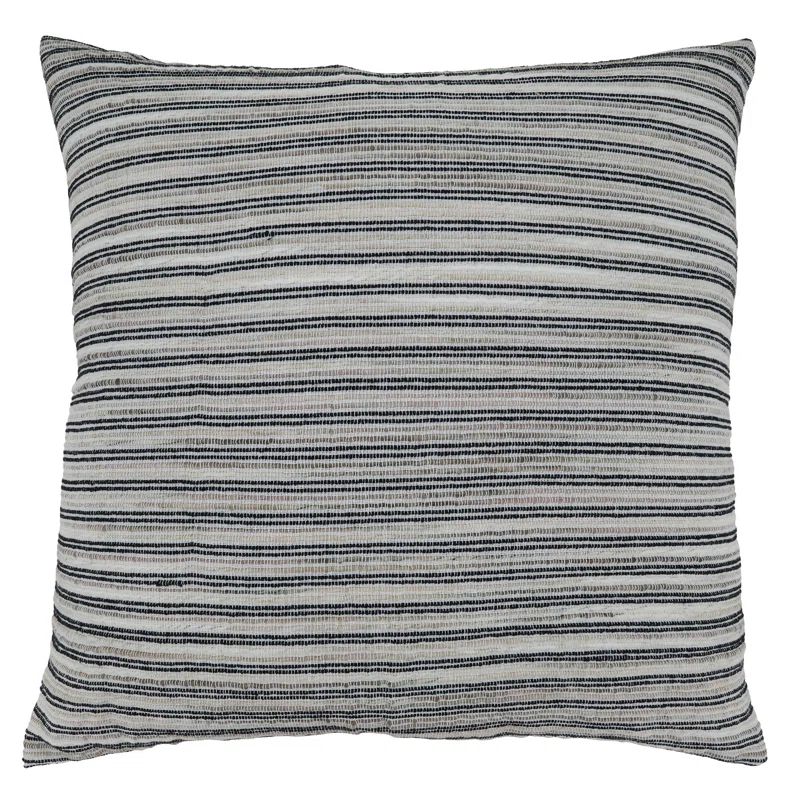 Ginevra Black and White Striped Cotton Blend Square Throw Pillow