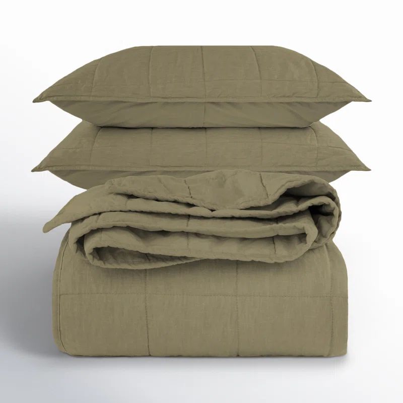 King Moss Cotton Quilt and Pillow Sham Set